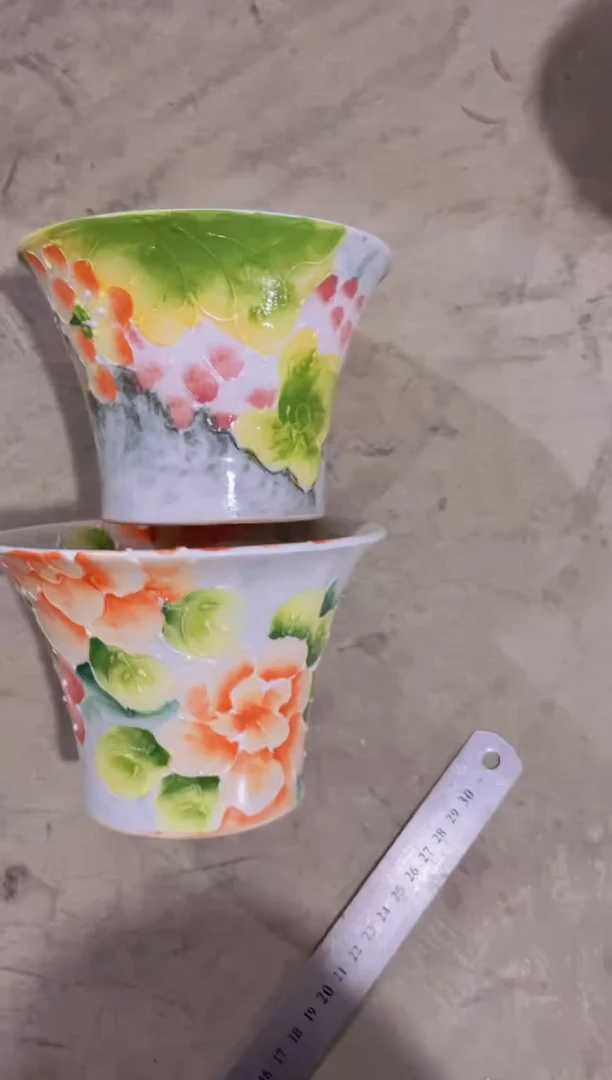 摆件68陶花岛花盆罐—手工痕迹默认，大小会有1-2公分误差