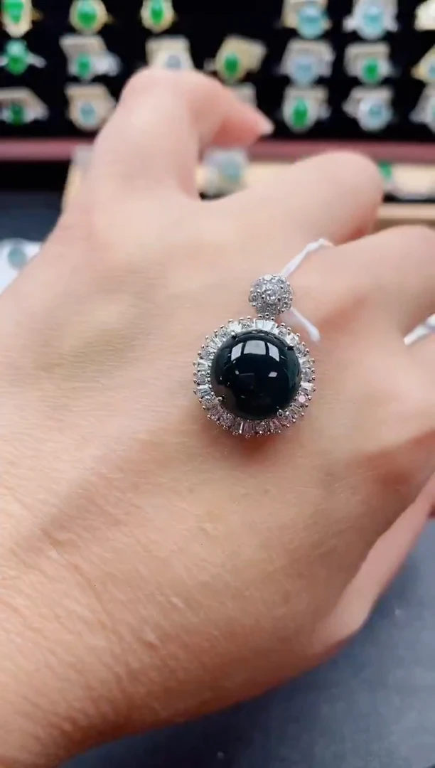 吊坠(不含链)银S925镶嵌翡翠1