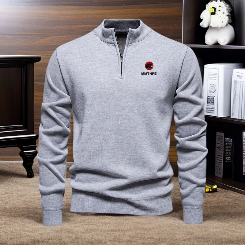 猛犸长袖卫衣男士2025秋冬新款针织立领半拉链休闲百搭纯色上衣