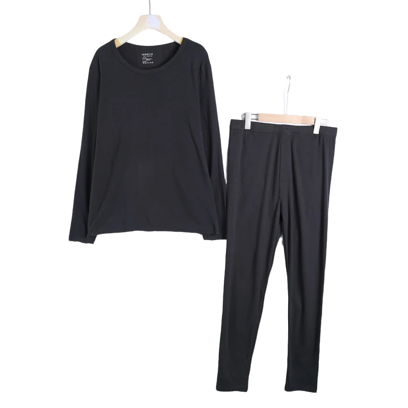 N0037男士超薄款禅衣自发热保暖秋衣秋裤打底内衣套装圆领无痕