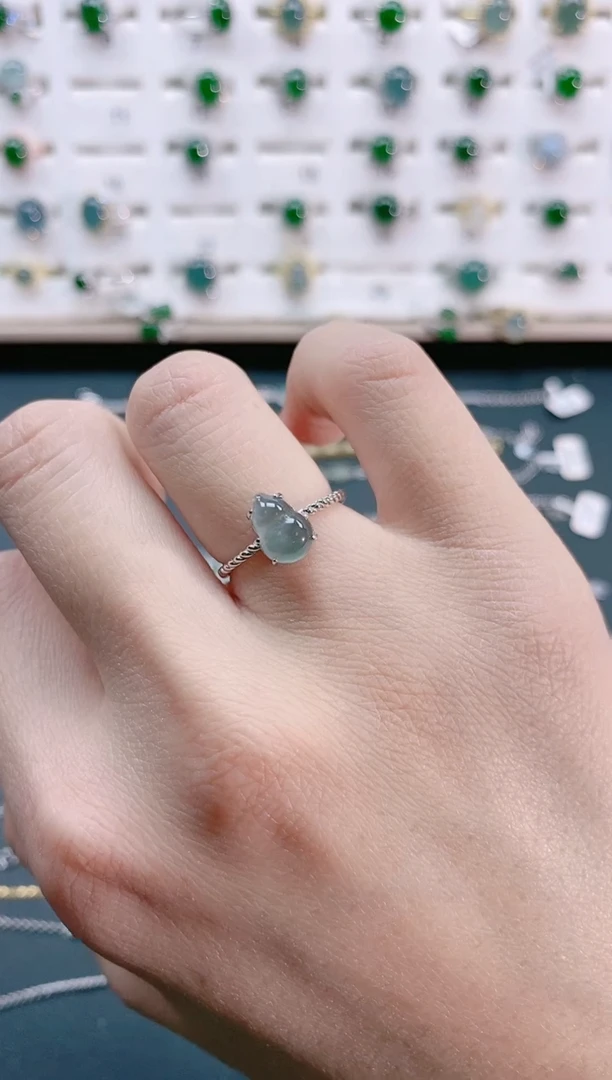 【闪购商品】翡翠戒指银S925镶嵌天然翡翠