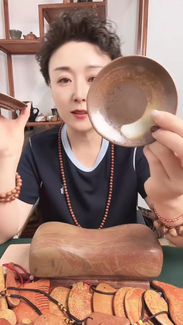 砭石砭石柴烧吃饭小盘子拍一发二