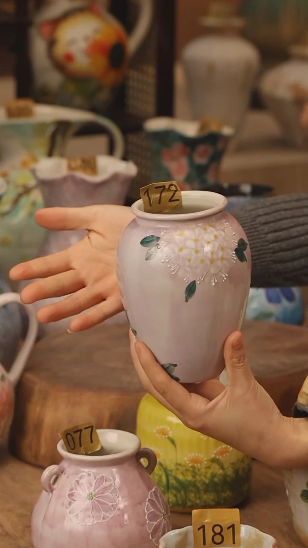 陶瓷景德镇设计师手作花器摆件侘寂风@M172@
