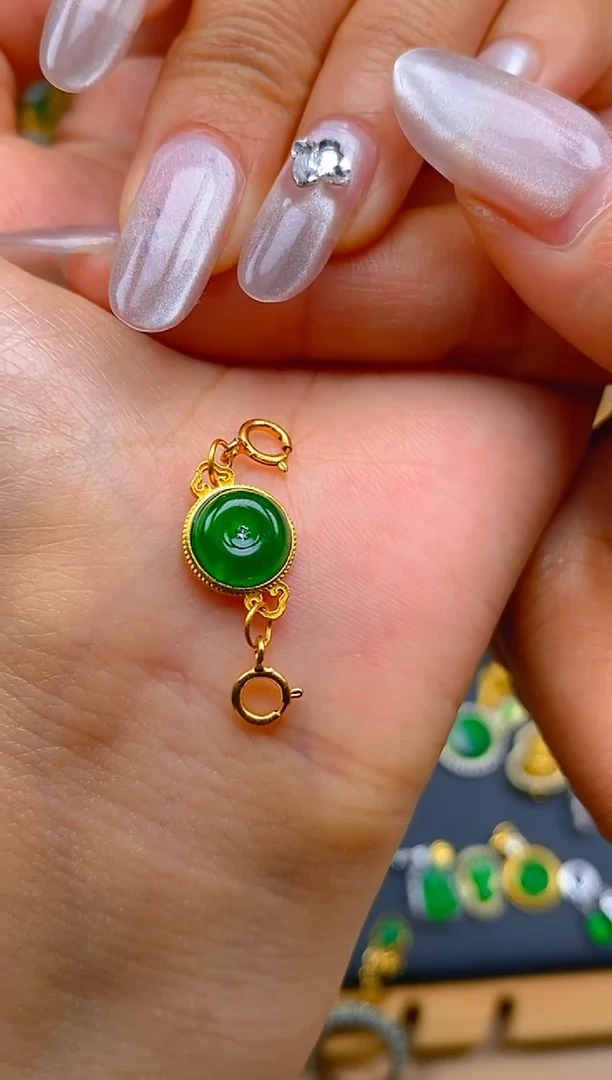 吊坠(不含链)银S925镶嵌翡翠平安扣