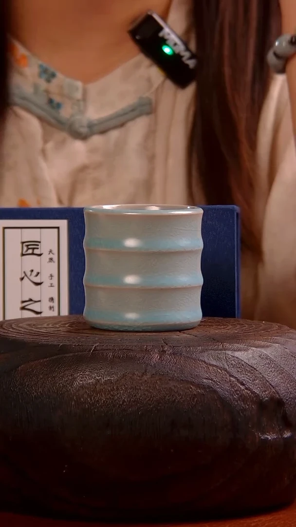 瓷片三竹节杯-杨............