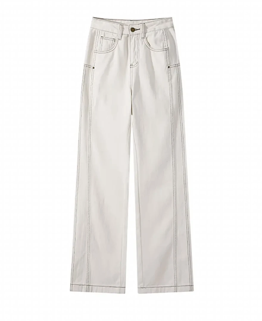 （TY）简约时尚明线直筒阔腿牛仔裤 251 012-1