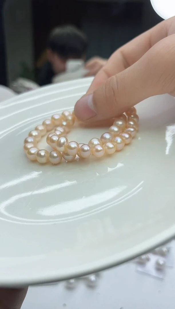 未镶嵌手链淡水珍珠7-8mm中国红手链（多样性发一）