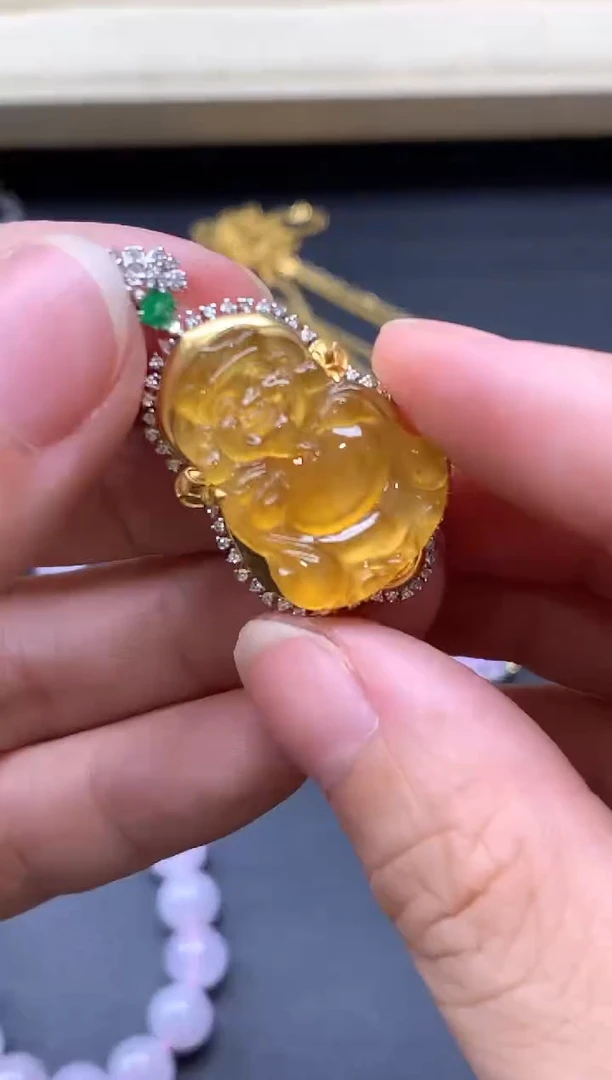 颈饰18K金镶嵌翡翠649-中国好珍宝