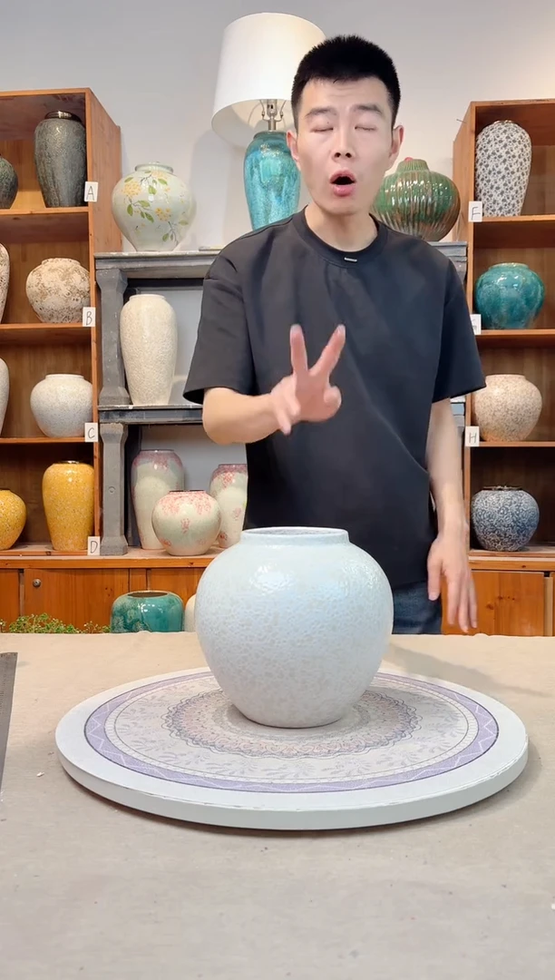 瓶孤品 瑕疵陶瓷花瓶  月光白 小号