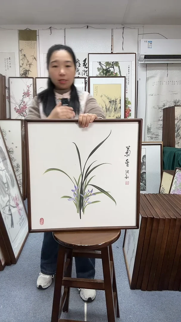 国画尺寸52*52实木画框京东包邮手绘