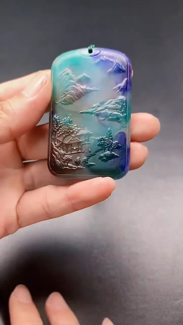 未镶嵌颈饰玛瑙/玉髓P002梦幻紫龙醇山水牌套链