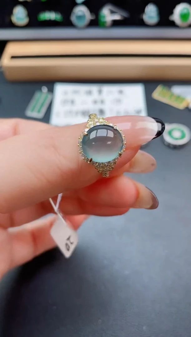 银S925镶嵌戒指翡翠1