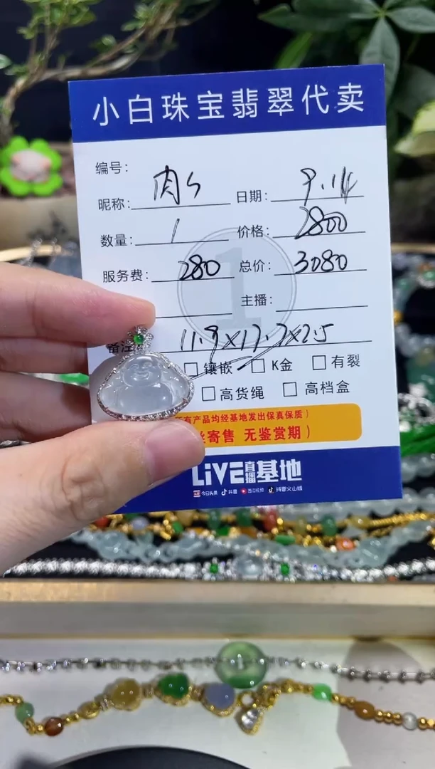 吊坠(不含链)18K金镶嵌翡翠肉*吊坠