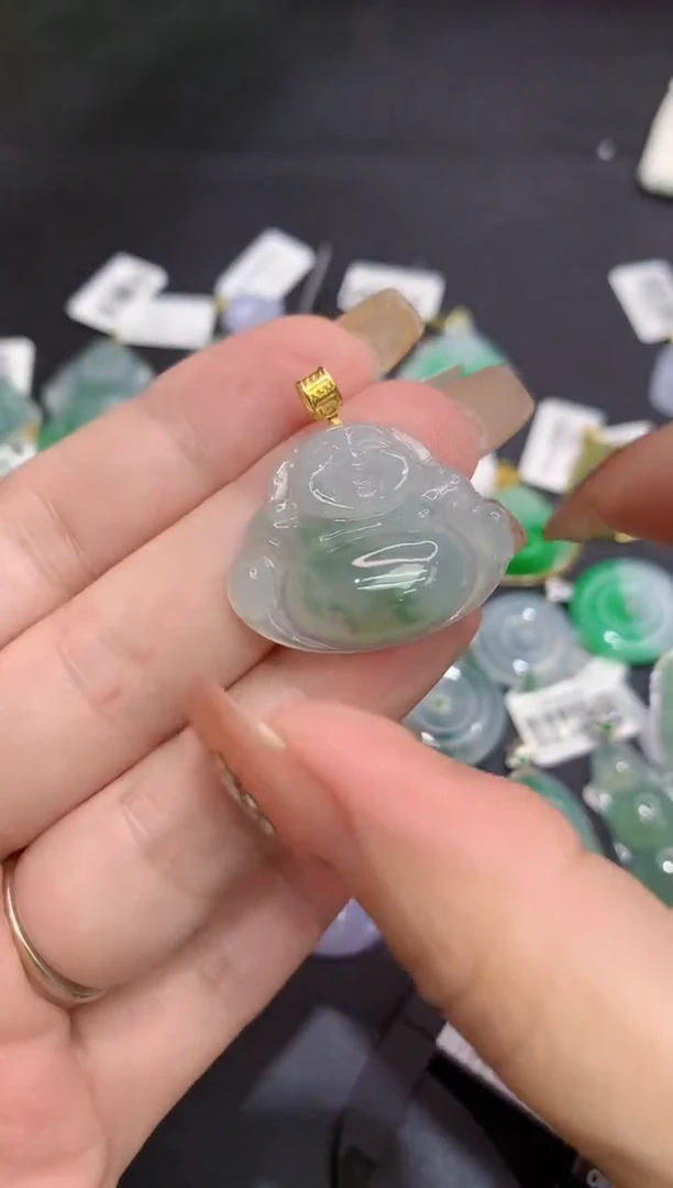 吊坠(不含链)18K金镶嵌翡翠111