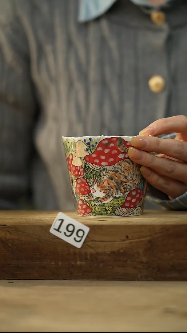 【闪购商品】瓷片新品！设计师手工手绘柴窑/咖啡杯  紫霞