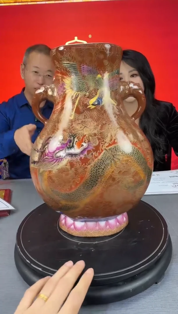 摆件A25/龙凤呈祥双耳尊——————