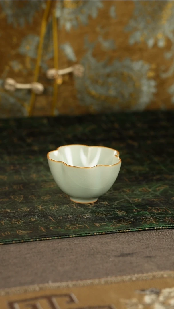 善窑厂汝窑天青小梅花杯