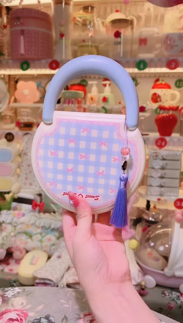 小提包台式镜蓝色——手工制作品质好！