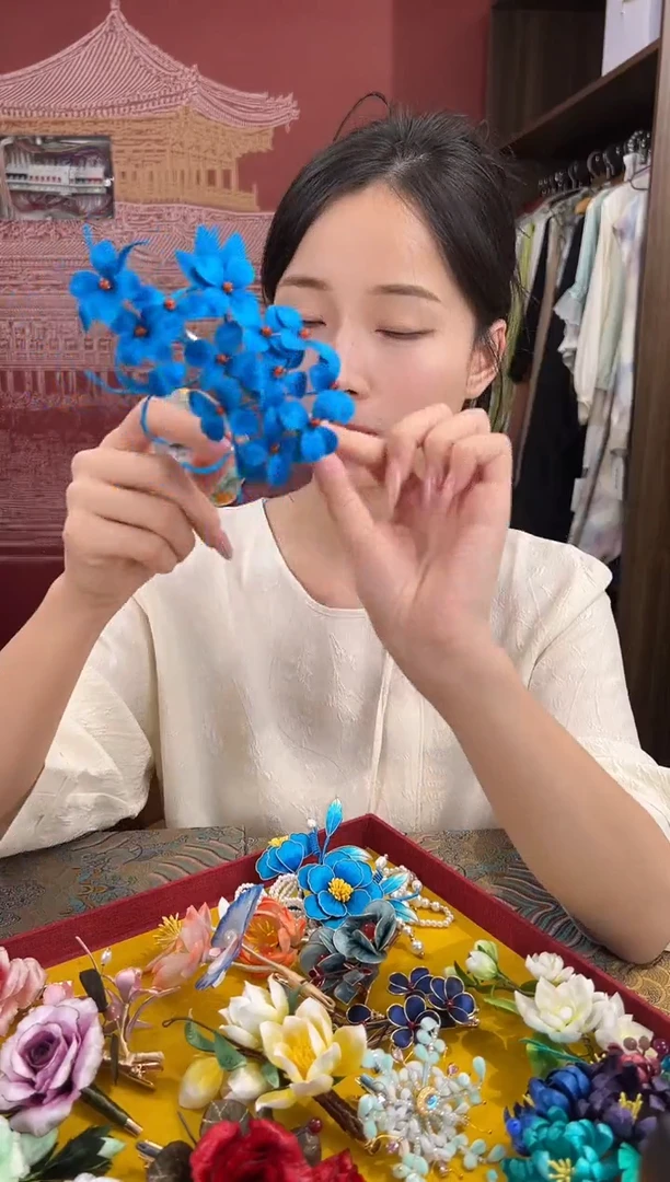 刺绣非遗绒花（发饰）