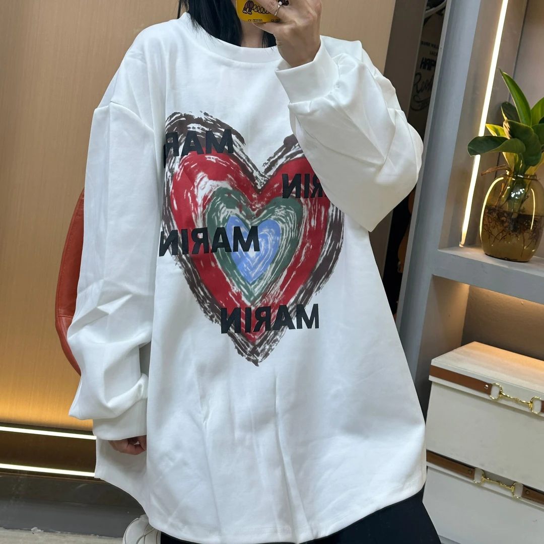 新款大码字母休闲卫衣时尚百搭宽松长袖洋气中长款春季印花圆领