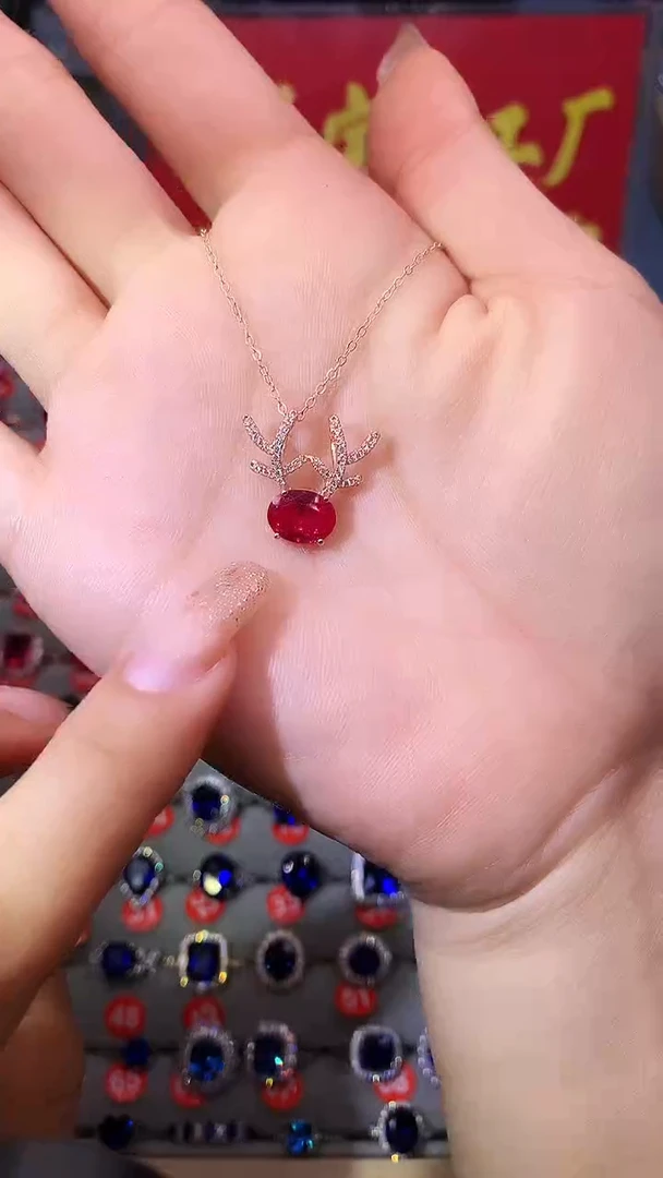 【闪购商品】红宝石吊坠(赠链)银S925镶嵌1111