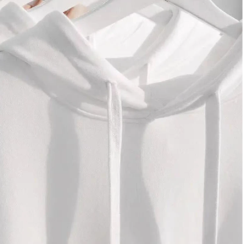 白色350g重磅连帽卫衣男女情侣款秋冬纯色百搭休闲宽松美式帽衫