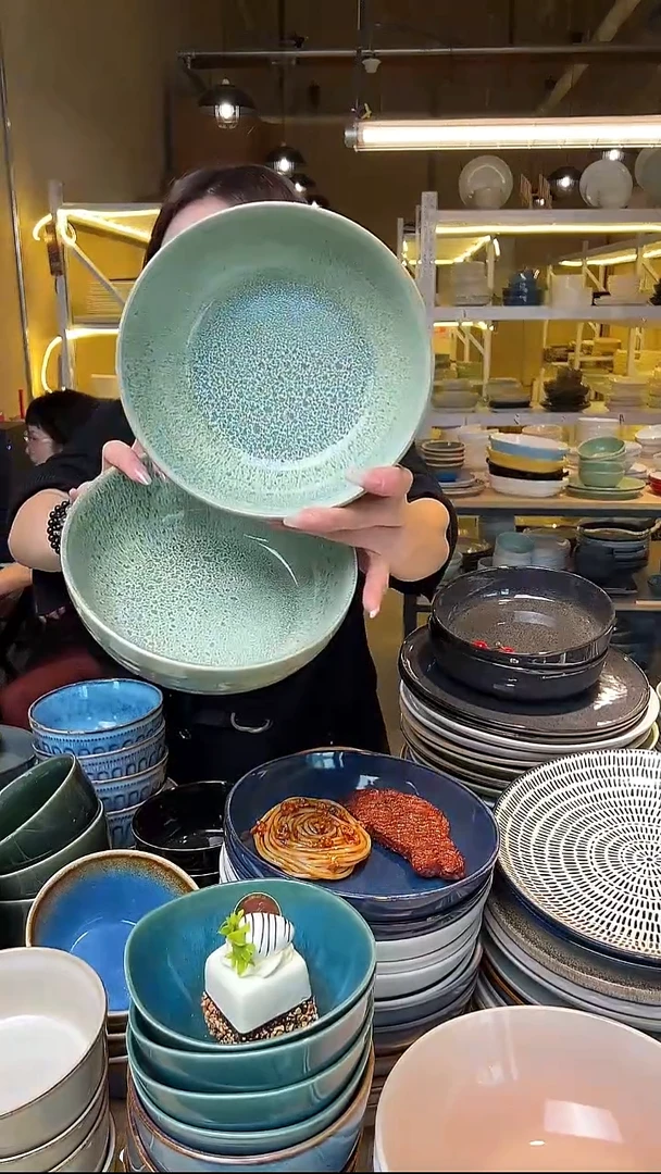 瓷234外贸尾货高温釉下彩陶瓷餐具默认微瑕