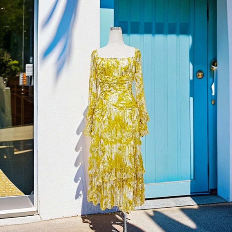 【蝶梦霓裳】2025春夏气质优雅显瘦设计师轻奢连衣裙FS-0515-3