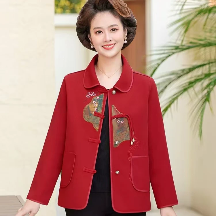 8474-春秋新款中老年时尚洋气减龄妈妈装短款外套女【琪】