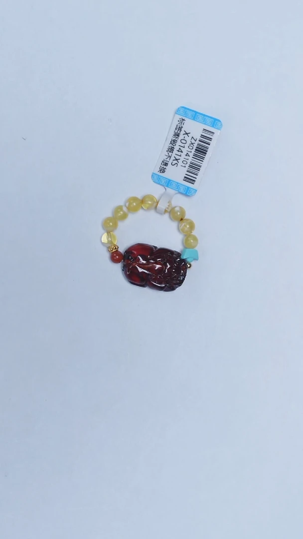 未镶嵌琥珀戒指金白貔貅戒指