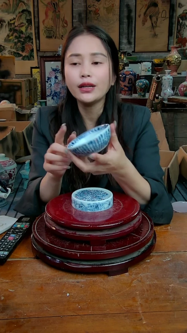 摆件景德镇陶瓷摆件兰亭序杯子加杯垫