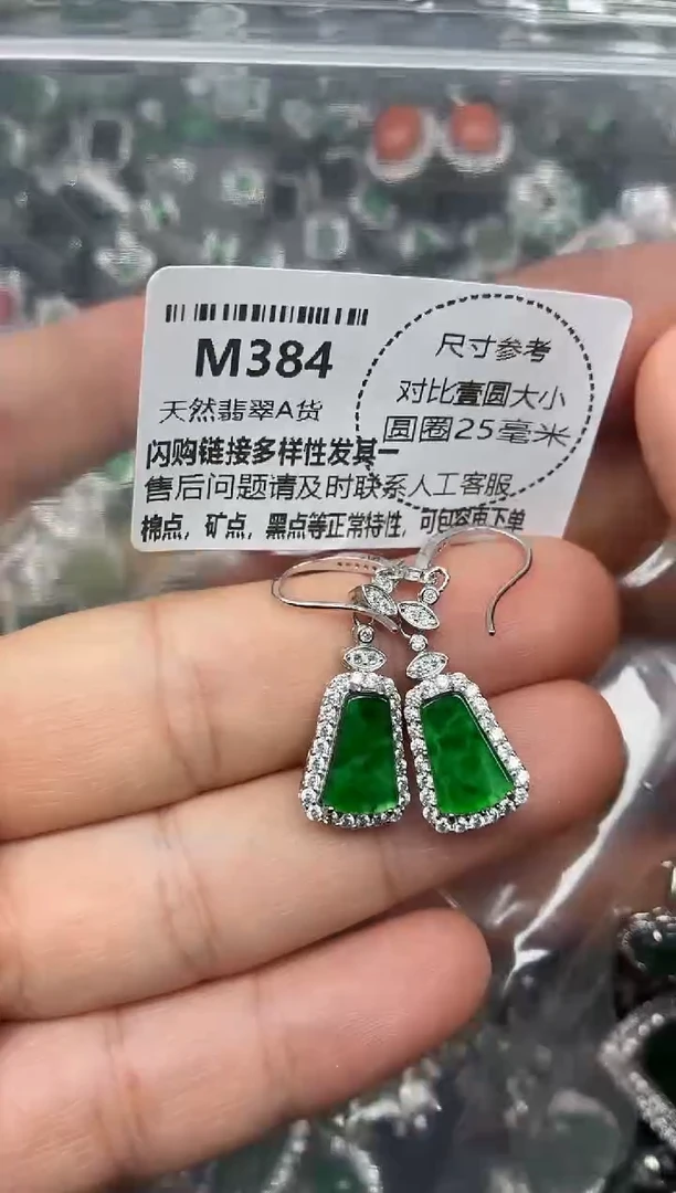颈饰未镶嵌翡翠M384耳钩