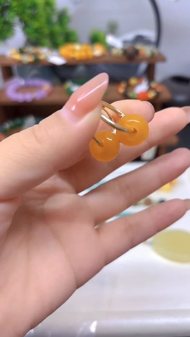 14K金镶嵌翡翠耳饰E388