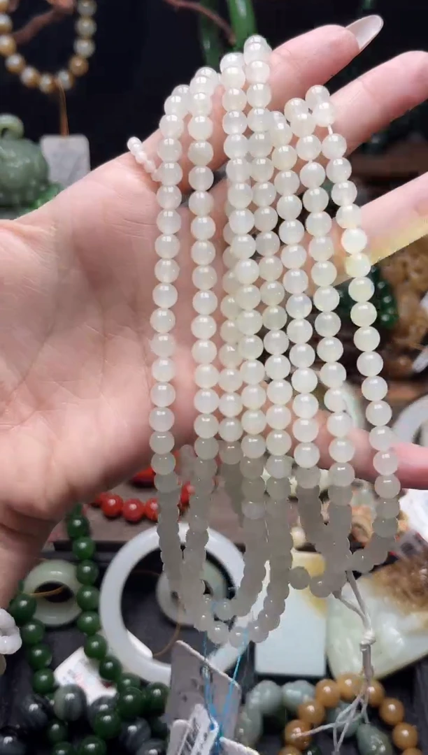 和田玉未镶嵌项链108卡6于田 珠链多样性发一