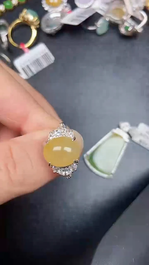 银S925镶嵌戒指翡翠9300