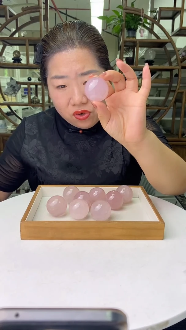 水晶珠宝半成品未镶嵌粉水晶球D344多样性发其一80-90