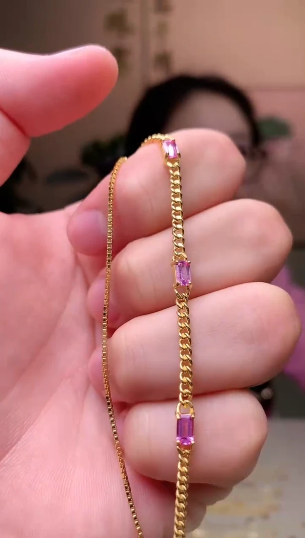 手链蓝宝石银S925镶嵌手链