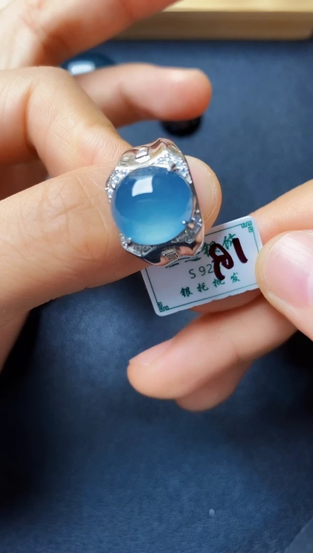 银S925镶嵌戒指翡翠2222222