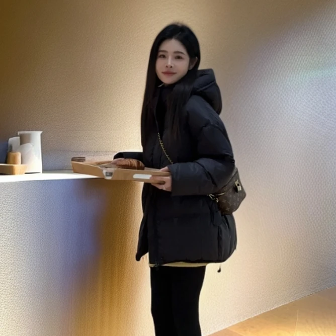 宿慕SUMU女士连帽羽绒服冬装外套2025女款时尚休闲羽绒服A1607T