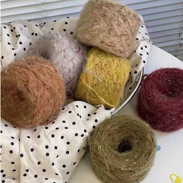 手工圈圈马海毛毛线团手编毛衣DIY柔软围巾粗毛绒绒毛