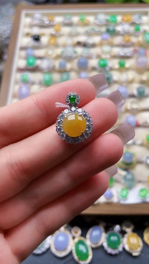 吊坠(不含链)银S925镶嵌翡翠162