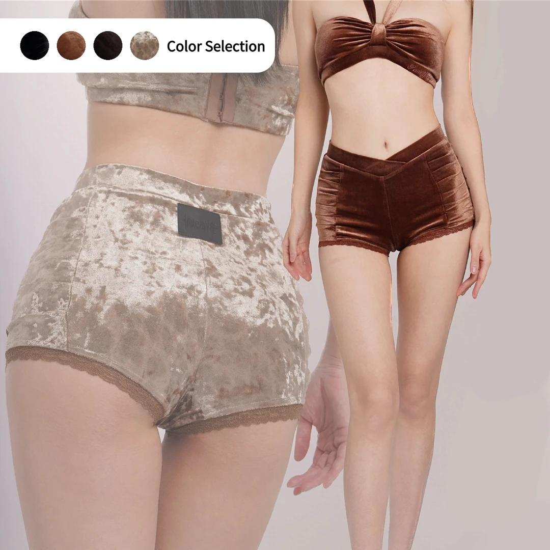 【上新】优雅丝绒平角裤 细腰丰胯质感光泽面料ins heels舞服jazz