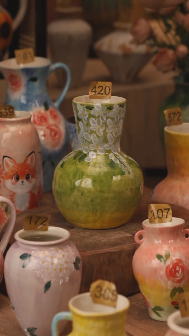 陶瓷420景德镇设计师手作花器摆件侘寂风