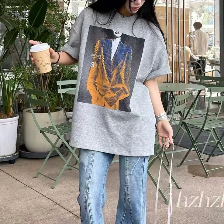 D31453南油爆款印花大版百搭圆领T恤