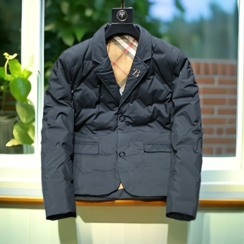 娜罗普西西装羽绒服短款保暖2025修身羽绒西服男款冬季新款外套