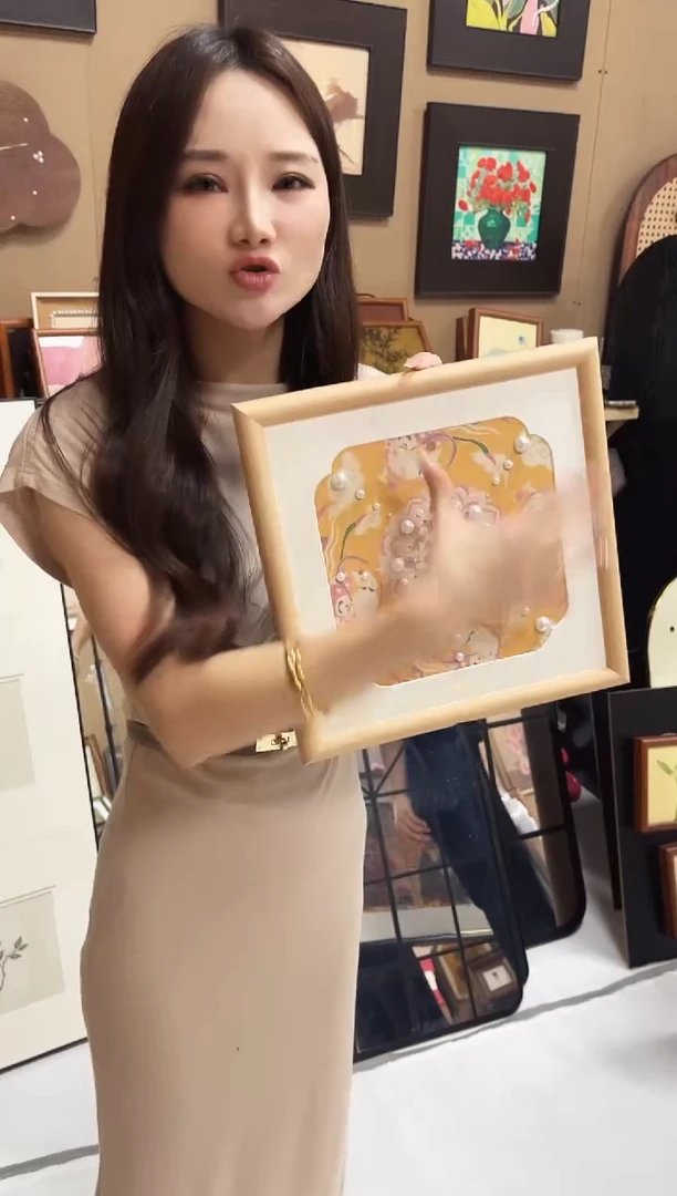 竖款宋景 立体珍珠画  30*30