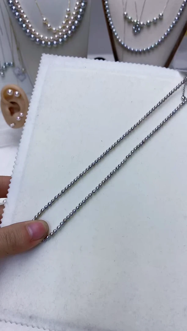 【闪购商品】海水珍珠饰品银S925镶嵌3-4真多麻色满珠链·质量差