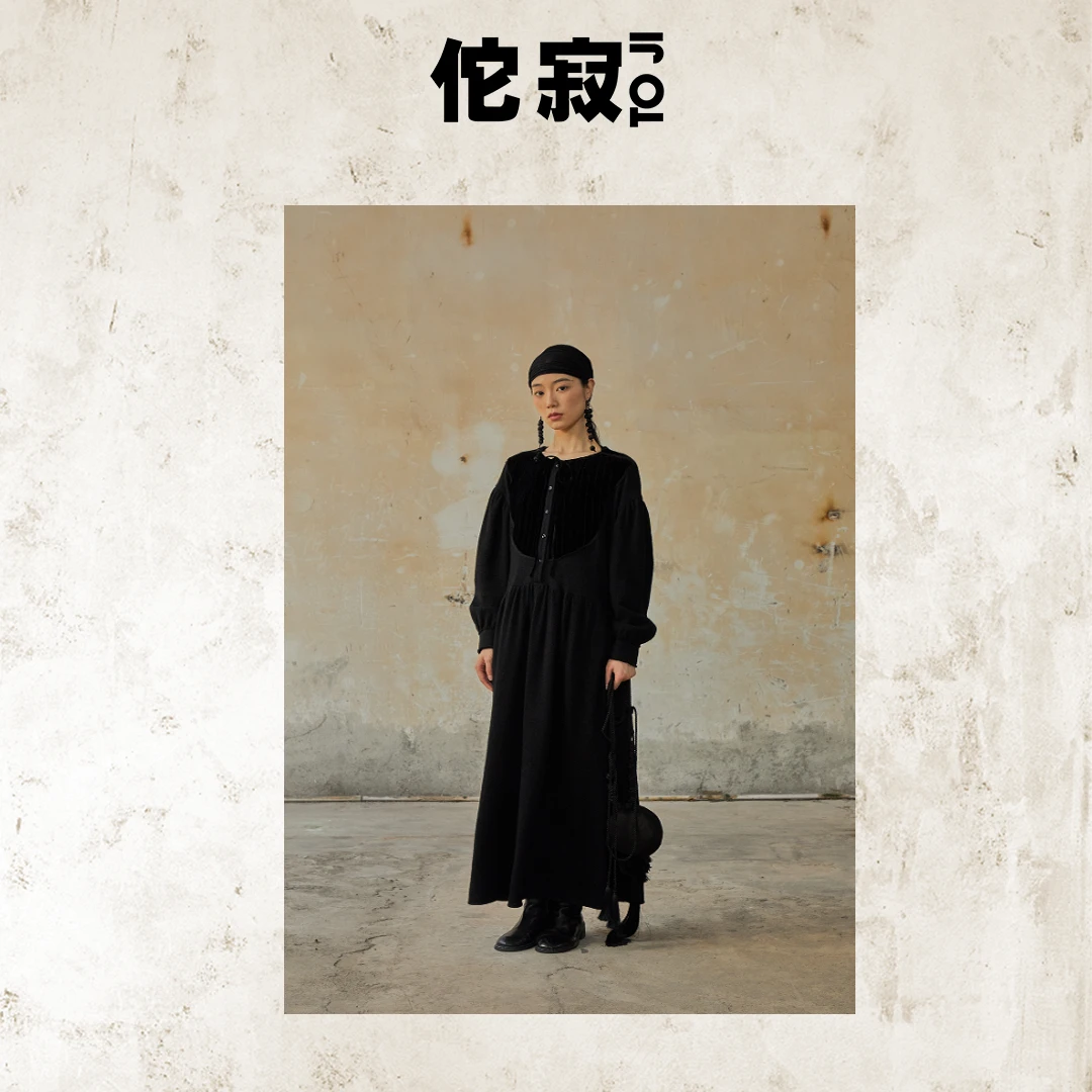 TOJI佗寂时尚秋季新款日常休闲丝绒长款连衣裙AEO3L560