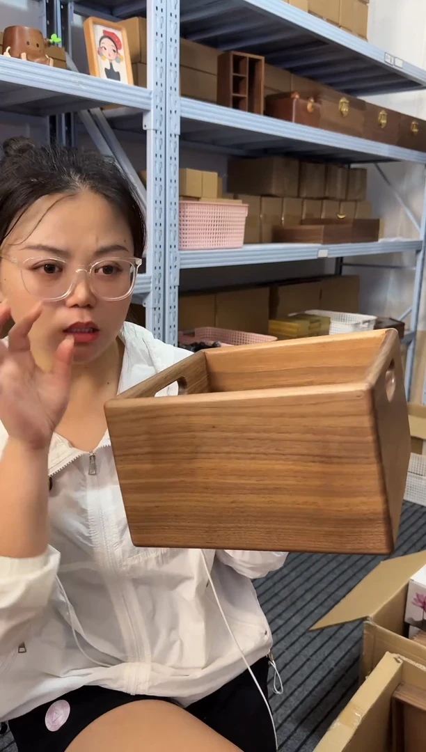 木北美黑胡桃方形加厚收纳筐