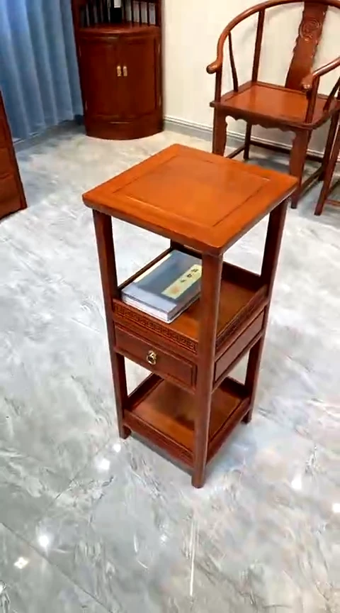 花梨木类家具刺猬紫檀木中间带抽花架高88厘米